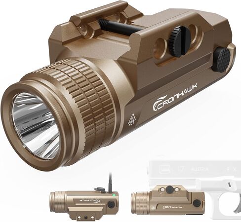 CRONHAWK Pistol Flashlight Rechargeable 700 Lumen Rail Mounted Tactical Flashlight Compact Weapon Light for Gun Light fits Picatinny in Kuwait
