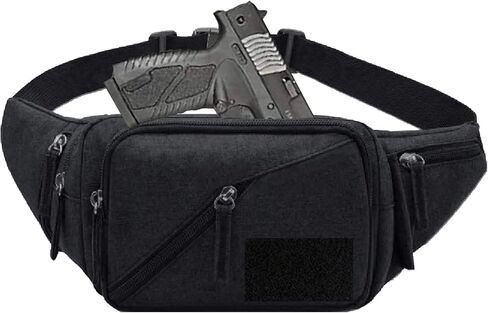 Concealed Carry Pistol Waist Bag - LarKoo Tactical Conceal Carry Pistol Bag Fanny Packs Handgun Holster Pouch with Bottle&Gun Holder Fits 1911 Glock etc in Kuwait