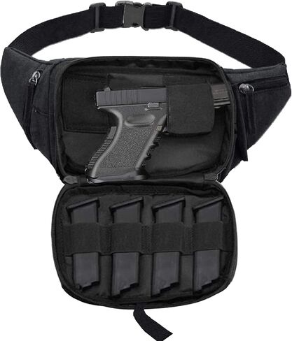 Concealed Carry Pistol Waist Bag - LarKoo Tactical Conceal Carry Pistol Bag Fanny Packs Handgun Holster Pouch with Bottle&Gun Holder Fits 1911 Glock etc in Kuwait