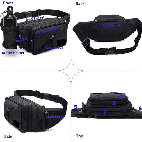 Concealed Carry Pistol Waist Bag - LarKoo Tactical Conceal Carry Pistol Bag Fanny Packs Handgun Holster Pouch with Bottle&Gun Holder Fits 1911 Glock etc in Kuwait