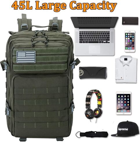 Createy 45L Military Tactical Backpack Large 3 Day Assault Pack Molle Bag Rucksack Bug Out Bag for Camping Hunting Hiking in Saudi Arabia
