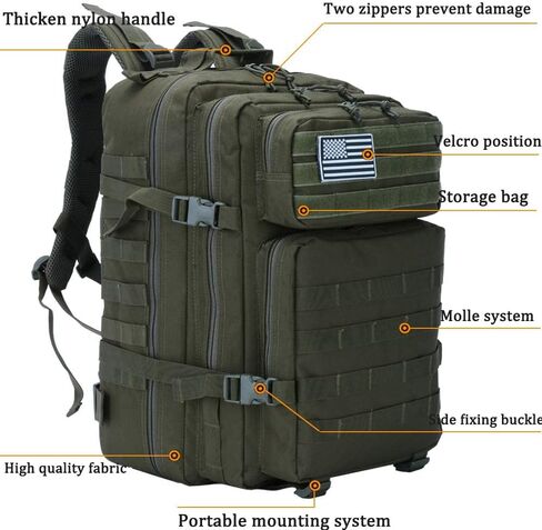 Createy 45L Military Tactical Backpack Large 3 Day Assault Pack Molle Bag Rucksack Bug Out Bag for Camping Hunting Hiking in Saudi Arabia