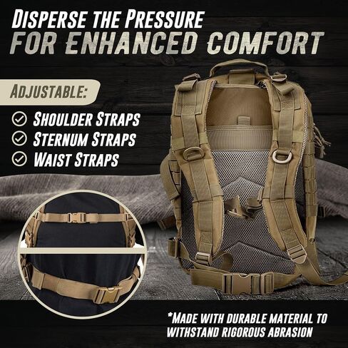 Tru Salute 45L Military Black Tactical Backpack Large Army 3 Day Pack Molle Bug out Bag Rucksack Backpack Military Black in Saudi Arabia