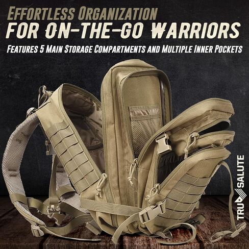 Tru Salute 45L Military Black Tactical Backpack Large Army 3 Day Pack Molle Bug out Bag Rucksack Backpack Military Black in Saudi Arabia