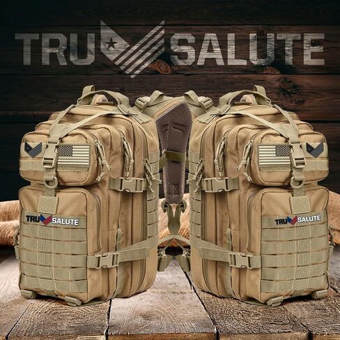 Tru Salute 45L Military Black Tactical Backpack Large Army 3 Day Pack Molle Bug out Bag Rucksack Backpack Military Black in Saudi Arabia