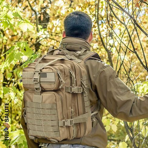 Tru Salute 45L Military Black Tactical Backpack Large Army 3 Day Pack Molle Bug out Bag Rucksack Backpack Military Black in Saudi Arabia