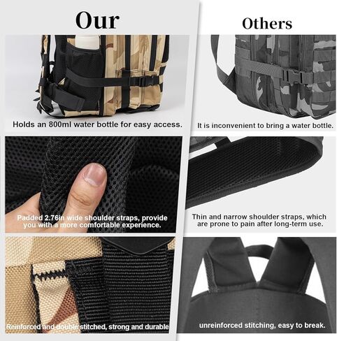 Tactical Backpack for Men and Women, 45L Large Capacity Military Backpack, Molle Backpack used for Outdoor Hiking, Fitness, Camping, Daily Work, Hunting in Kuwait