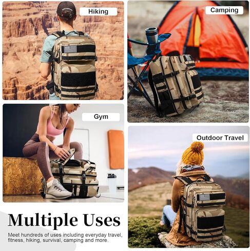 Tactical Backpack for Men and Women, 45L Large Capacity Military Backpack, Molle Backpack used for Outdoor Hiking, Fitness, Camping, Daily Work, Hunting in Kuwait