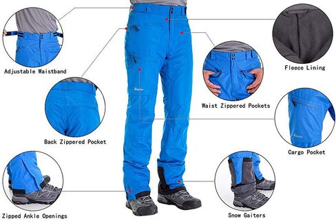 clothin Men's Insulated Ski Pant Fleece-Lined Waterproof Snow Pants in Kuwait