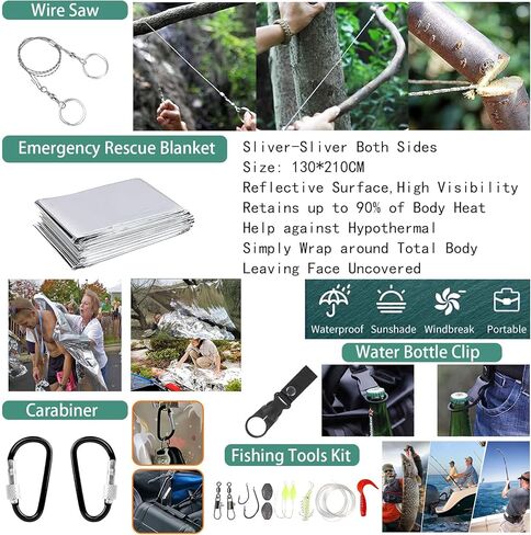 Survival Kit 213 in 1,Survival Tool Emergency for Father's Day Dad Kids Men Women Gift, Teenagers First Aid Kits,Survival Gear Outdoors for Camping Hiking Fishing Backpacking Adventure Disaster in Kuwait