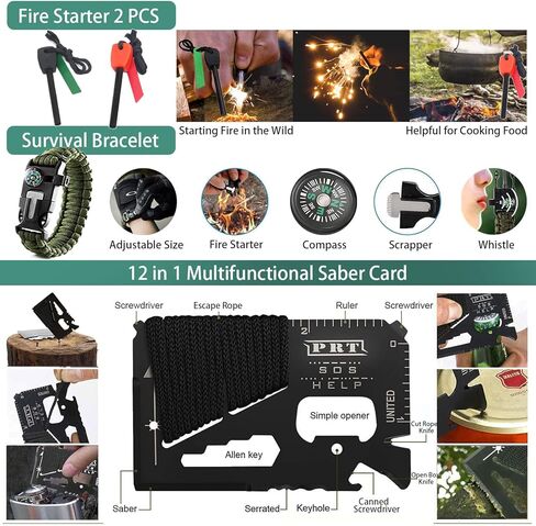Survival Kit 213 in 1,Survival Tool Emergency for Father's Day Dad Kids Men Women Gift, Teenagers First Aid Kits,Survival Gear Outdoors for Camping Hiking Fishing Backpacking Adventure Disaster in Kuwait