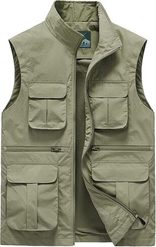 AIEOE Men's Outdoor Workout Vest Lightweight Travel Photo Vest Sleeveless Jacket with Pockets in Saudi Arabia