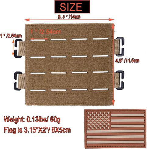 TAXATM Large Molle Patch Panel with Laser Cutting Loop, Molle Patch Display Holder for Backpack, 6X5.5 Mini Patch Board Include American Flag Patch in Kuwait