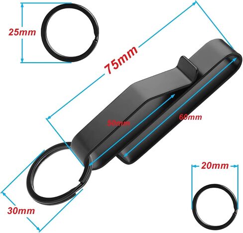 Tactical Stealth Duty Belt Key Holder, 2 Pack Belt Key Clip Holder with 12 Pcs Key Rings Black Stainless Steel Belt Loop Holder for Duty Policemen Fire Agencies Law Enforcement (75X12.5mm) in Kuwait