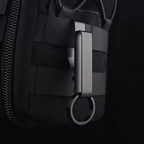 Tactical Stealth Duty Belt Key Holder, 2 Pack Belt Key Clip Holder with 12 Pcs Key Rings Black Stainless Steel Belt Loop Holder for Duty Policemen Fire Agencies Law Enforcement (75X12.5mm) in Kuwait