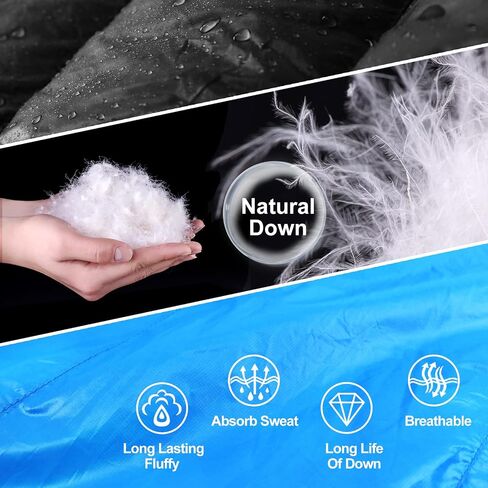 AEGISMAX Ultra-Light Sleeping Bag Spring Summer Autumn Ultra-compactable Sleeping Bag Warm Plump Mummy Sleeping Bag 400g Duck Down Filling for Hiking, Backpacking and Camping-Blue Large in Saudi Arabia