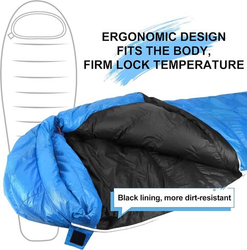 AEGISMAX Ultra-Light Sleeping Bag Spring Summer Autumn Ultra-compactable Sleeping Bag Warm Plump Mummy Sleeping Bag 400g Duck Down Filling for Hiking, Backpacking and Camping-Blue Large in Saudi Arabia