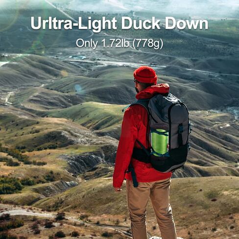 AEGISMAX Ultra-Light Sleeping Bag Spring Summer Autumn Ultra-compactable Sleeping Bag Warm Plump Mummy Sleeping Bag 400g Duck Down Filling for Hiking, Backpacking and Camping-Blue Large in Saudi Arabia