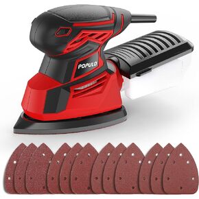 POPULO Detail Sander Palm Sander,14,000 OPM Electric Detail Sander with 12 Pieces Sandpapers, Power Sander with Dust Box for Woodworking in Kuwait