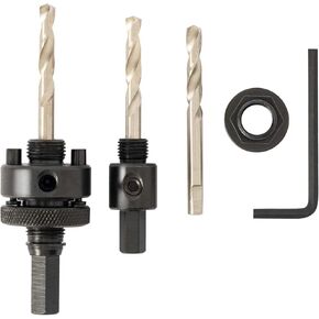 SUNGATOR Hole Saw Mandrel, 4-Piece Hole Saw Arbor Set, 7/16" and 3/8" Shank Fit 3/4-Inch to 6-Inch Diameter, Including Medium Adapter and HSS Pilot Drills Suitable for Common Brand Hole Saws in Kuwait