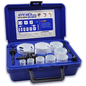 مجموعة منشار ثقب JEFE HEX مكونة من 13 قطعة، طقم منشار ثقب ثنائي المعدن، مجموعة قطع ثقب ثنائي المعدن M42 مع منشار ثقب 9 قطع - 3/4 بوصة، 7/8 بوصة، 1-1/8 بوصة، 1-3 /8"، 1-1/2"1-3/4"، 2"، 2-1/4" و2-1/2" للمعادن والخشب والخشب الرقائقي والجدران الجافة وألواح PV in Kuwait