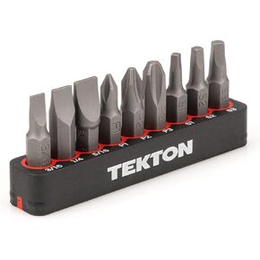 TEKTON 1/4 Inch Phillips, Slotted, Square Bit Set with Rail, 9-Piece (#1-#3, 3/16-5/16 in., S1-S3) | DZZ93001 in Kuwait