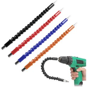 4 Pcs Flexible Drill Bit Extension, Screwdriver Soft Shafts, 11.6 inch, FineGood Universal Drill Connection - Black, Red, Blue, Orange in Kuwait