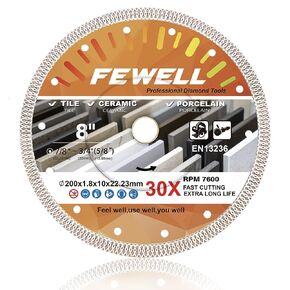 FEWELL 8 بوصة رقيقة جدا بلاط الماس شفرة البورسلين الجاف الرطب شفرة المنشار الماس قطع بلاط البورسلين السيراميك in Kuwait