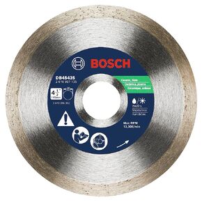 BOSCH DB4568 4-1/2 in. Premium Plus Continuous Rim Diamond Blade with 5/8 in., 7/8 in. Arbor for Clean Cut Dry Cutting Applications in Marble