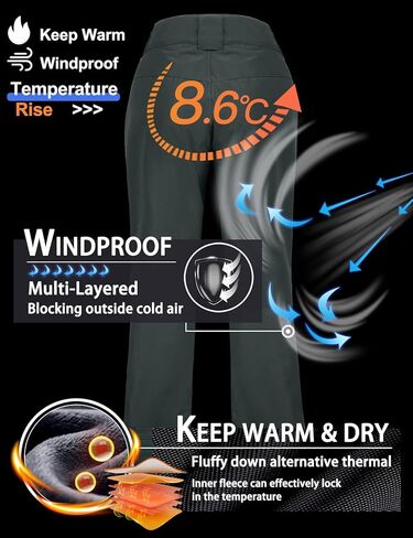 GEMYSE Women's Insulated Waterproof Ski Snow Pants Winter Windproof Snowboard Bottoms in Kuwait