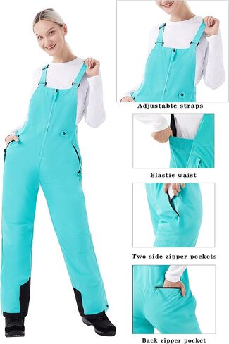 WULFUL Womens Insulated Snow Bibs Waterproof Winter Ski Pants Snowboarding Overalls in Kuwait