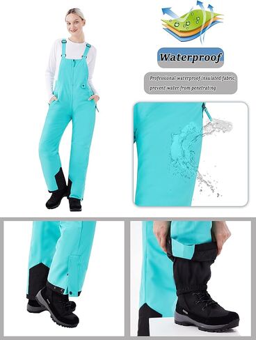 WULFUL Womens Insulated Snow Bibs Waterproof Winter Ski Pants Snowboarding Overalls in Kuwait