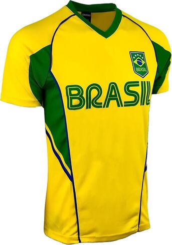 Icon Sports Boy's Brazil Performance Jersey, Youth Sizes Brazil Futbol Shirt, Brasil Soccer Short Sleeves Tee Shirt in Saudi Arabia