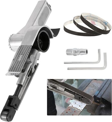BEAMNOVA Mini Air Belt Sander for Woodworking Metal Working 3/8 Inch Handheld Angle Grinder Industrial Pneumatic Tool with 3 Belts 60/80/100 Grit in Saudi Arabia
