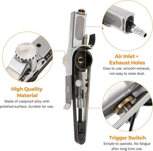 BEAMNOVA Mini Air Belt Sander for Woodworking Metal Working 3/8 Inch Handheld Angle Grinder Industrial Pneumatic Tool with 3 Belts 60/80/100 Grit in Saudi Arabia