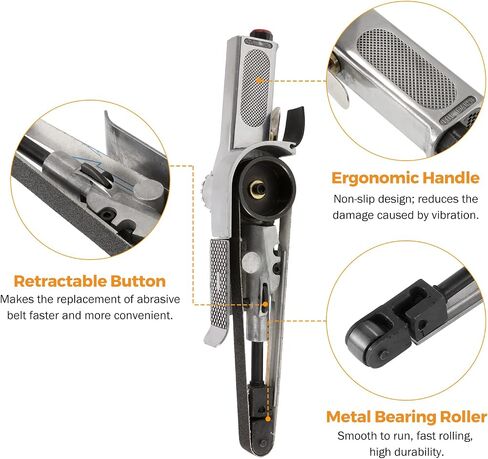 BEAMNOVA Mini Air Belt Sander for Woodworking Metal Working 3/8 Inch Handheld Angle Grinder Industrial Pneumatic Tool with 3 Belts 60/80/100 Grit in Saudi Arabia