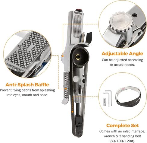 BEAMNOVA Mini Air Belt Sander for Woodworking Metal Working 3/8 Inch Handheld Angle Grinder Industrial Pneumatic Tool with 3 Belts 60/80/100 Grit in Saudi Arabia
