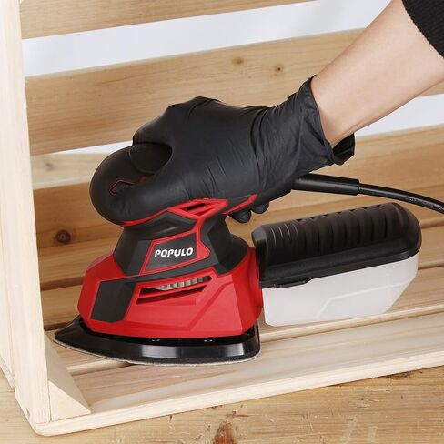 POPULO Detail Sander Palm Sander,14,000 OPM Electric Detail Sander with 12 Pieces Sandpapers, Power Sander with Dust Box for Woodworking in Kuwait
