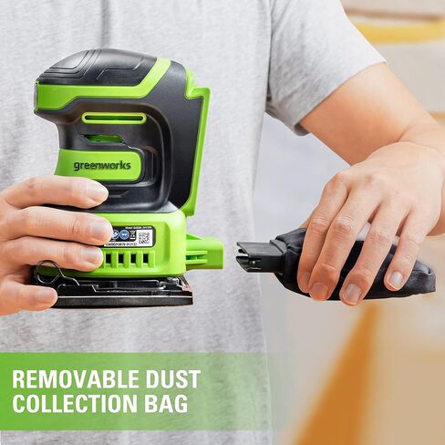 أداة صنفرة ورق 1/4 ربع لاسلكية 24 فولت من Greenworks فقط، ماكينة صنفرة 11,000 OPM مع حقيبة تجميع الغبار وورق الصنفرة in Kuwait