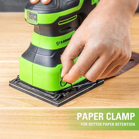 أداة صنفرة ورق 1/4 ربع لاسلكية 24 فولت من Greenworks فقط، ماكينة صنفرة 11,000 OPM مع حقيبة تجميع الغبار وورق الصنفرة in Kuwait