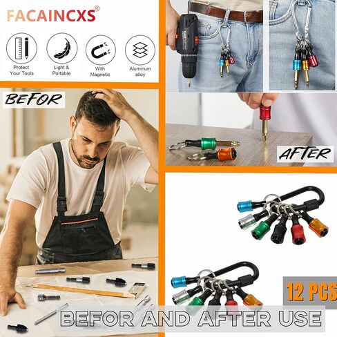12PCS Bit Holders 1/4 Socket, Hex Shank Screwdriver Bit Holder for Impact Driver Drill Bit Keychain Extension Bar Quick Release Easy Change, Screwdriver Bit Holders for Tools & Home Improvement Gift in Saudi Arabia