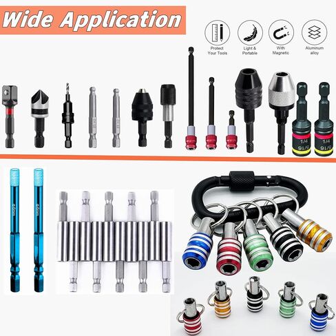 12PCS Bit Holders 1/4 Socket, Hex Shank Screwdriver Bit Holder for Impact Driver Drill Bit Keychain Extension Bar Quick Release Easy Change, Screwdriver Bit Holders for Tools & Home Improvement Gift in Saudi Arabia