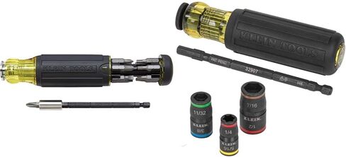 مفك الصدمات 32900 من كلاين تولز، مجموعة مقابس قلابة 7 في 1 مع مقبض، 6 أحجام للمحرك السداسي بالإضافة إلى حامل لقمة 1/4 بوصة in Kuwait