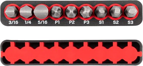 TEKTON 1/4 بوصة فيليبس، مشقوقة، مجموعة لقم مربعة مع سكة، 9 قطع (#1-#3، 3/16-5/16 بوصة، S1-S3) | DZZ93001 in Kuwait