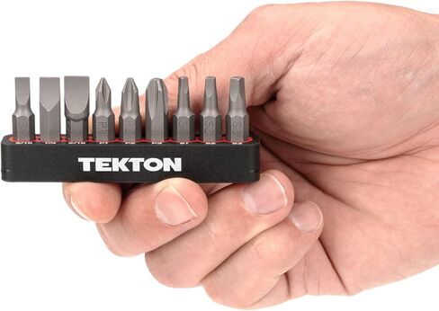 TEKTON 1/4 بوصة فيليبس، مشقوقة، مجموعة لقم مربعة مع سكة، 9 قطع (#1-#3، 3/16-5/16 بوصة، S1-S3) | DZZ93001 in Kuwait