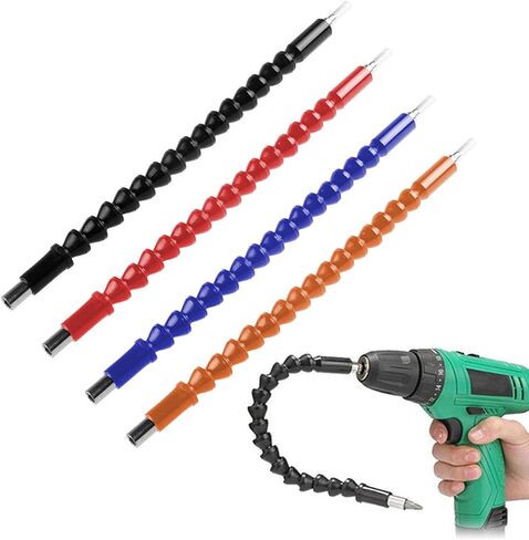 4 Pcs Flexible Drill Bit Extension, Screwdriver Soft Shafts, 11.6 inch, FineGood Universal Drill Connection - Black, Red, Blue, Orange in Saudi Arabia