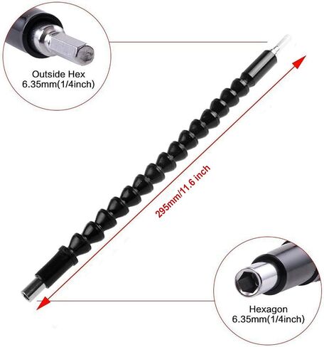 4 Pcs Flexible Drill Bit Extension, Screwdriver Soft Shafts, 11.6 inch, FineGood Universal Drill Connection - Black, Red, Blue, Orange in Saudi Arabia