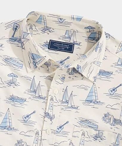 vineyard vines Men's Classic Fit Hamptons Scenic Short Sleeve Shirt in Saudi Arabia