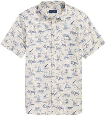vineyard vines Men's Classic Fit Hamptons Scenic Short Sleeve Shirt in Saudi Arabia