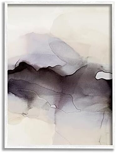 Stupell Industries Abstract Black Watercolor Paint Fade Fluid Ink Ombre, Design by Kippi Leonard Wall Plaque, 10 x 15, Beige in Saudi Arabia